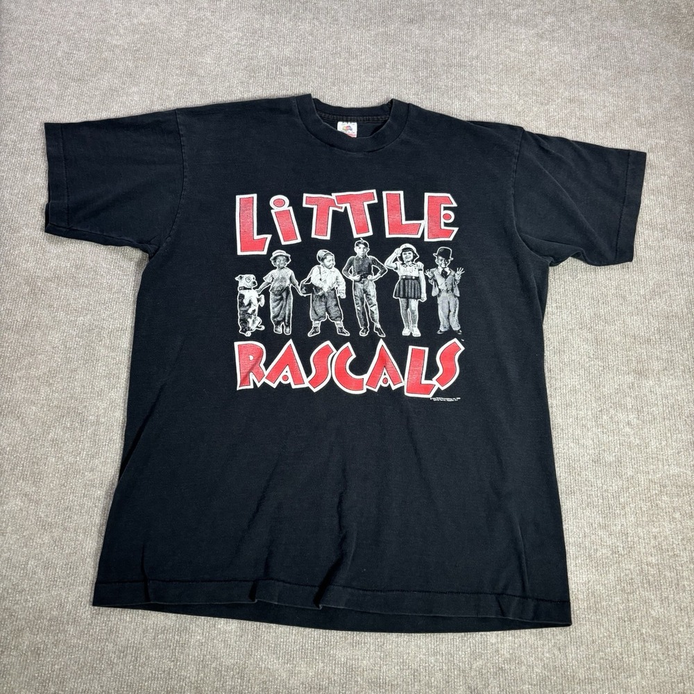 Vintage Little Rascals T Shirt Mens XL Black Faded Fruit Of The Loom 1993